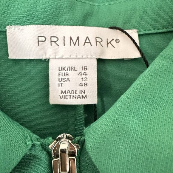Primark Womens chiffon Silver Zip Front Shift Dress green Size 12 US - Picture 4 of 6
